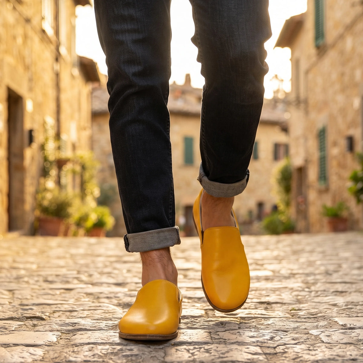 Smooth Barefoot Slip-On Shoes – Classic Sole — Leather Sole – Yellow