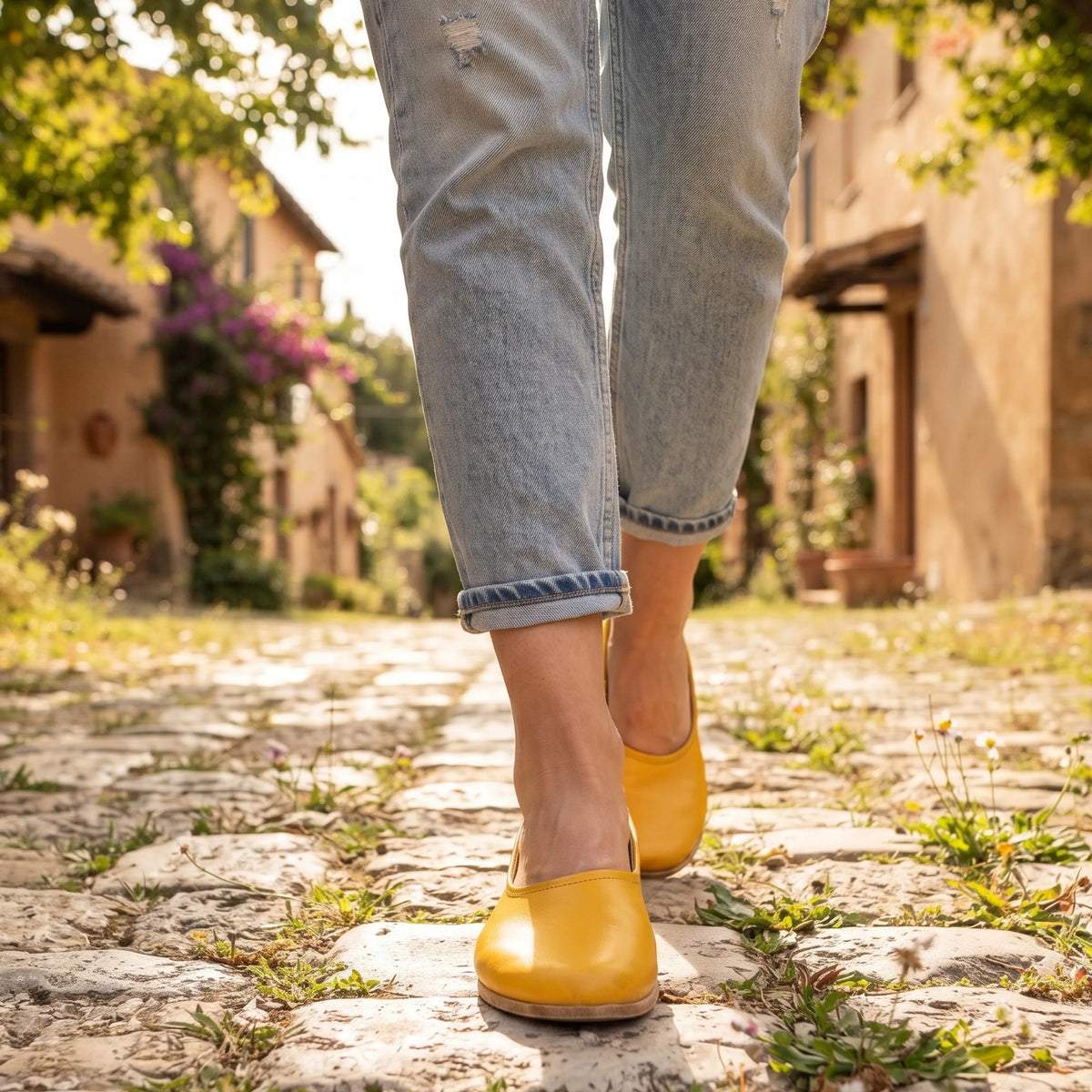 Smooth Barefoot Ballet Shoes – Classic Sole — Leather Sole – Yellow