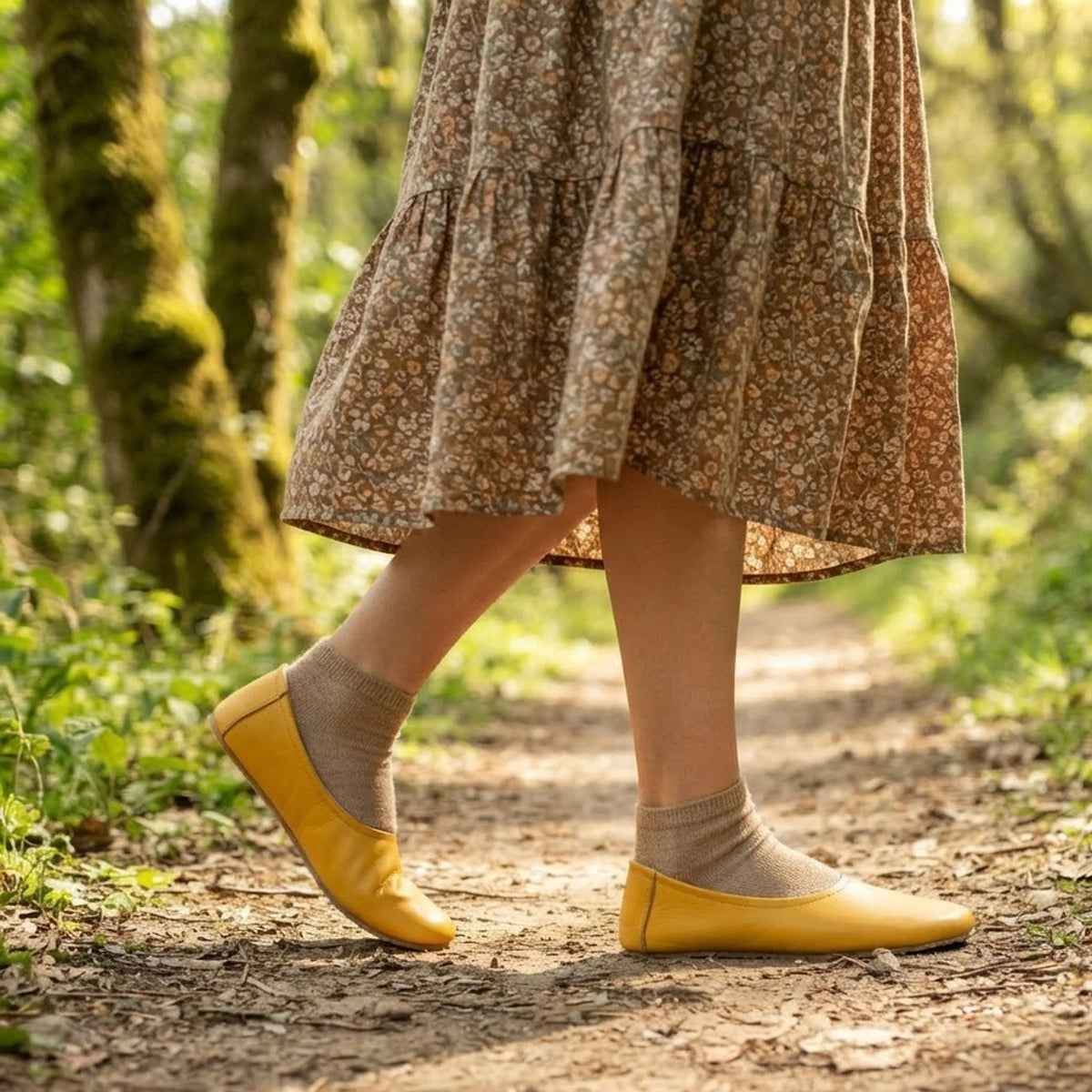 Smooth Barefoot Ballet Shoes – Rubber Sole – Yellow