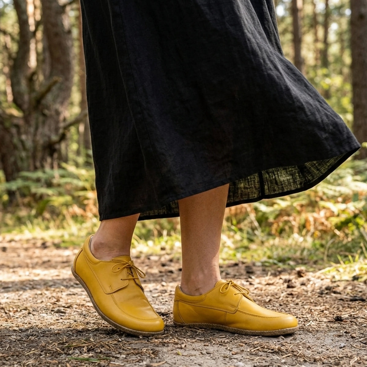 Smooth Barefoot Laces Penny Loafer Shoes – Classic Sole — Leather Sole – Yellow