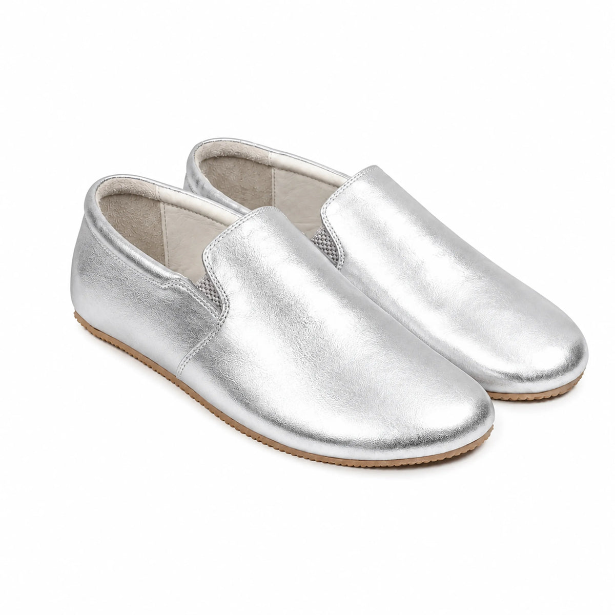 Bright Barefoot Slip-On Shoes – Rubber Sole – Silver