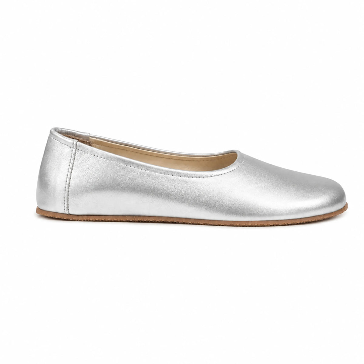 Bright Barefoot Ballet Shoes – Rubber Sole - Silver