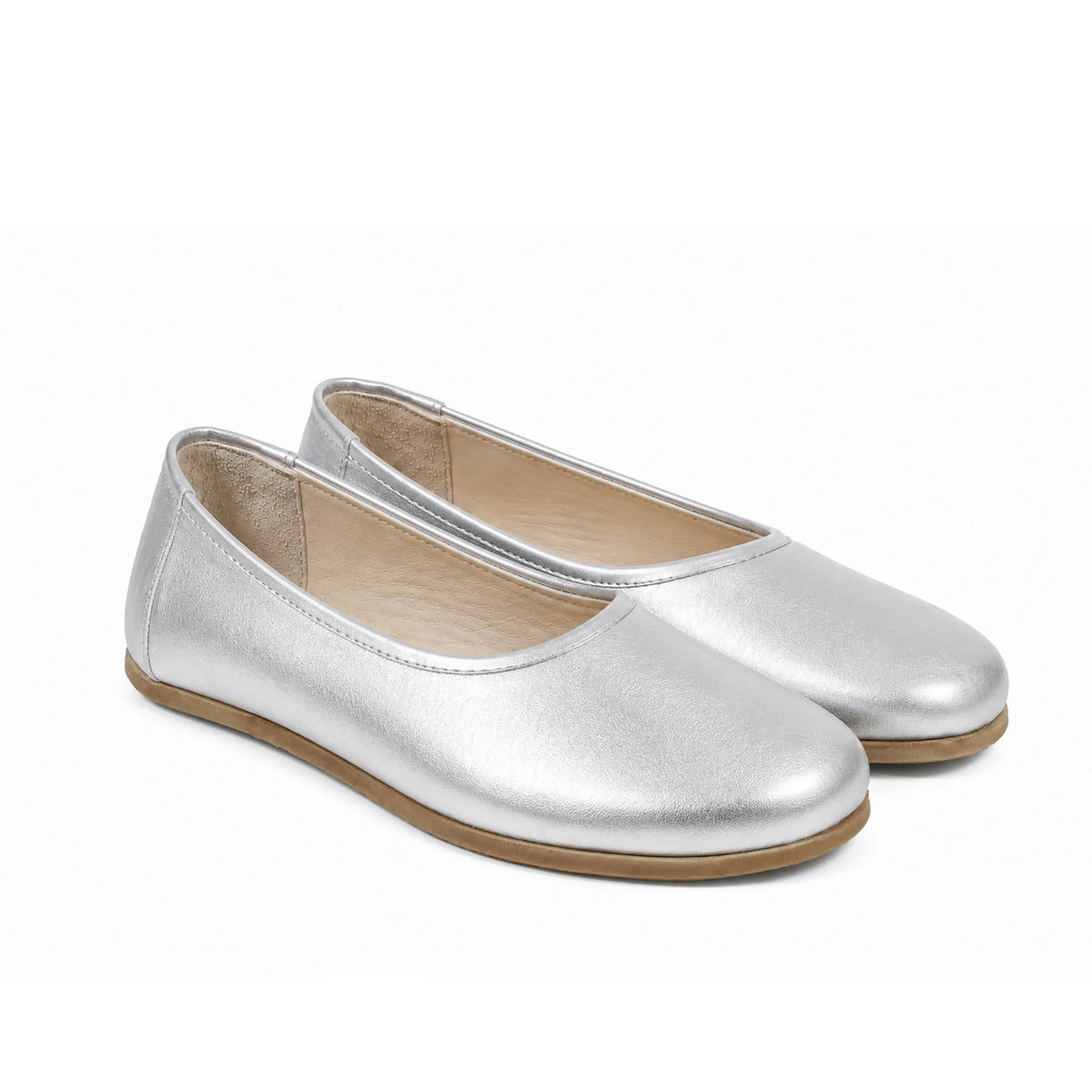 Bright Barefoot Ballet Shoes – Classic Sole — Leather Sole – Silver