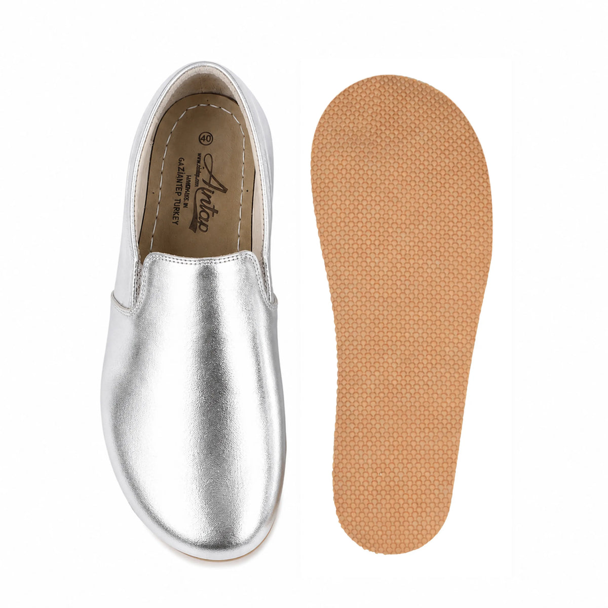Bright Barefoot Slip-On Shoes – Rubber Sole – Silver