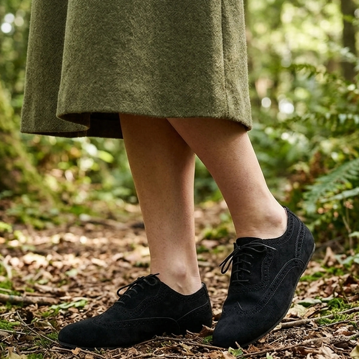 Suede Barefoot Moccasin Shoes – Rubber Sole – Black