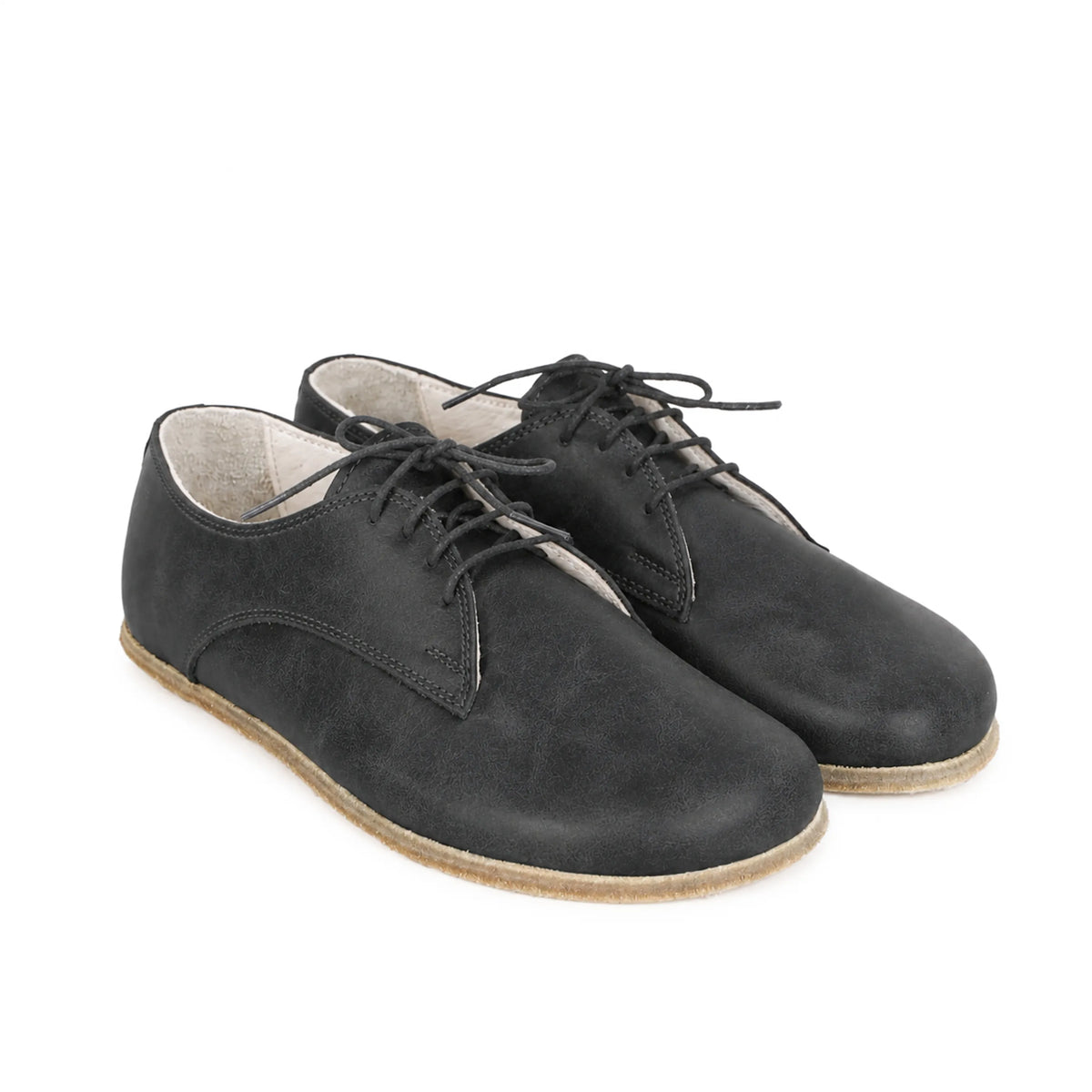 Crazy Barefoot Oxford Shoes — Leather Sole – Black