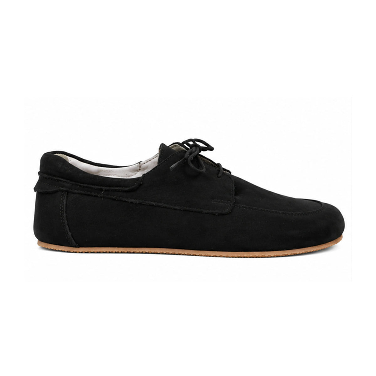 Nubuck Barefoot Laces Penny Loafer Shoes – Rubber Sole – Black