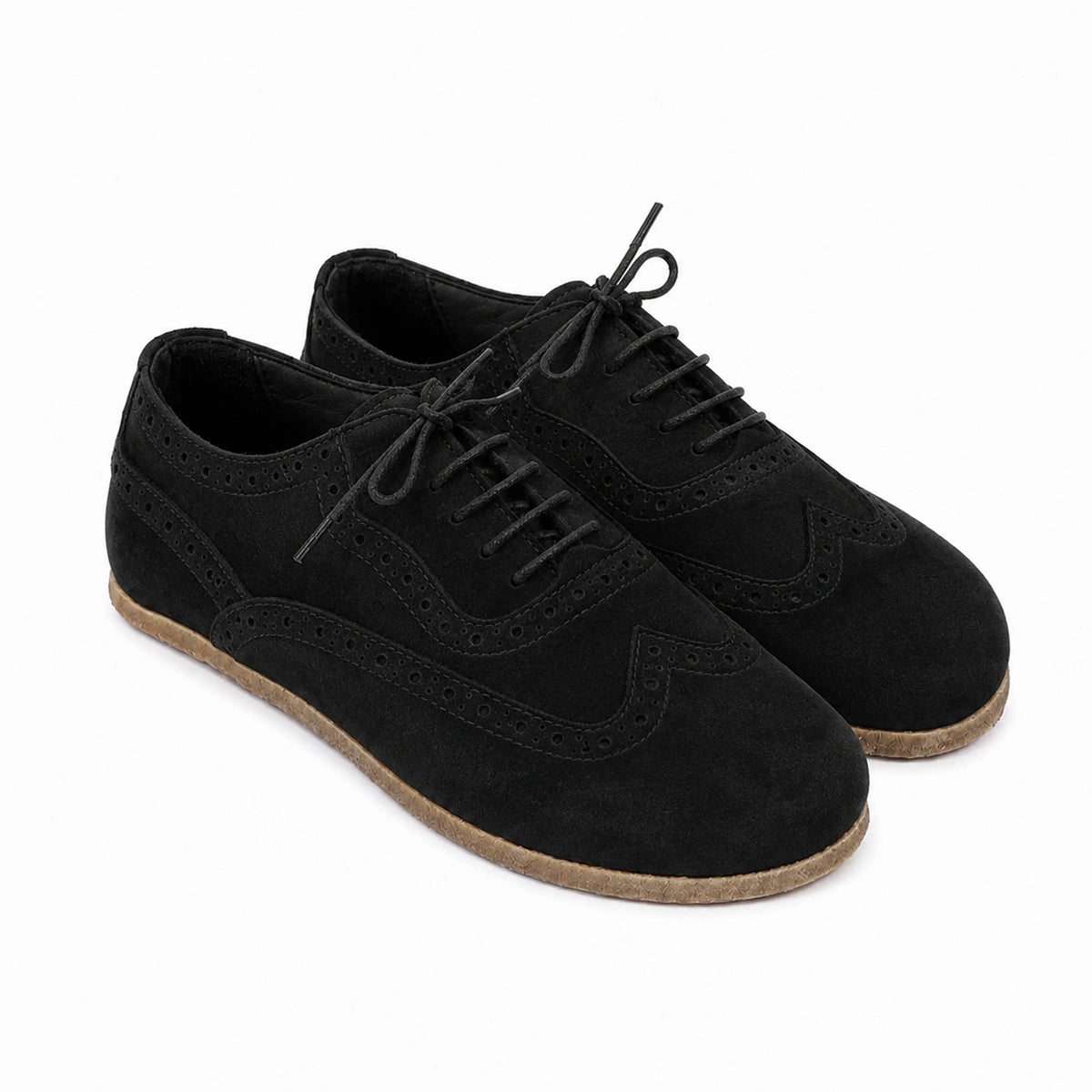 Suede Barefoot Moccasin Shoes – Classic Sole — Leather Sole – Black