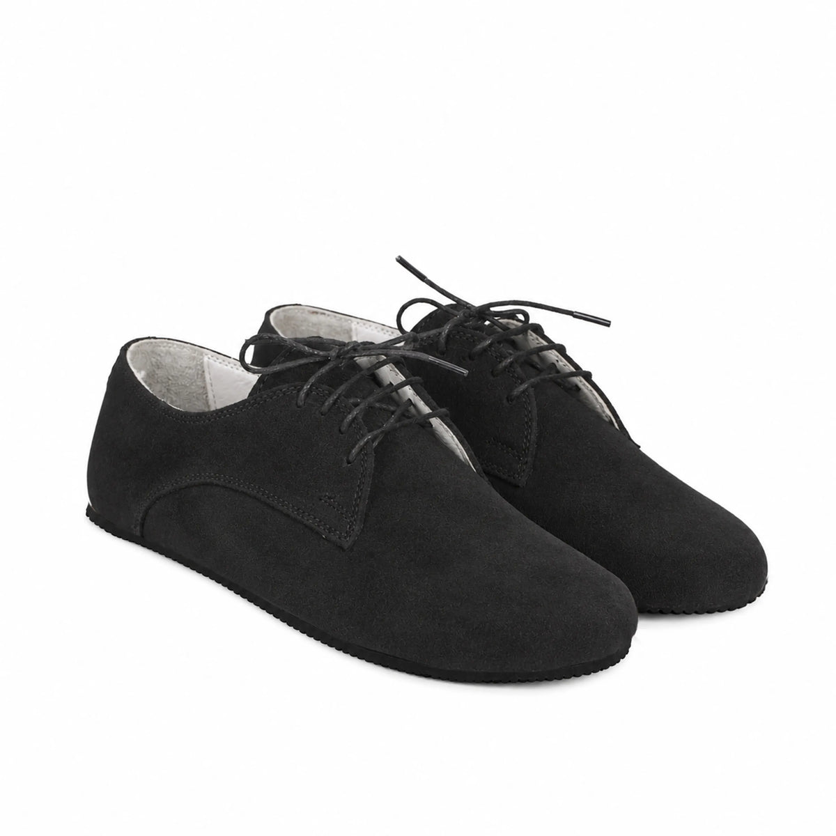 Suede Barefoot Oxford Shoes – Rubber Sole – Black
