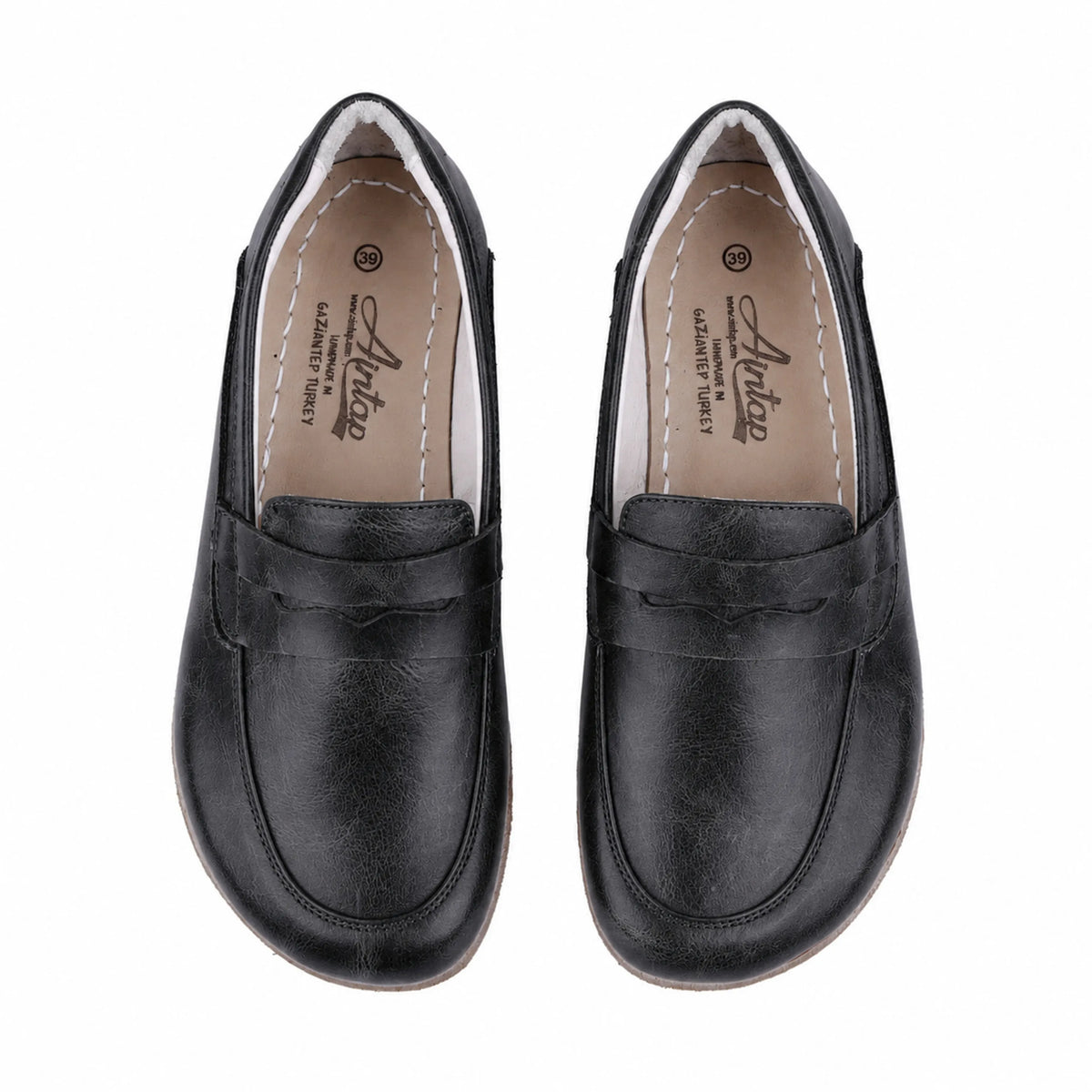 Crazy Barefoot Penny Loafer Shoes – Classic Sole — Leather Sole – Black