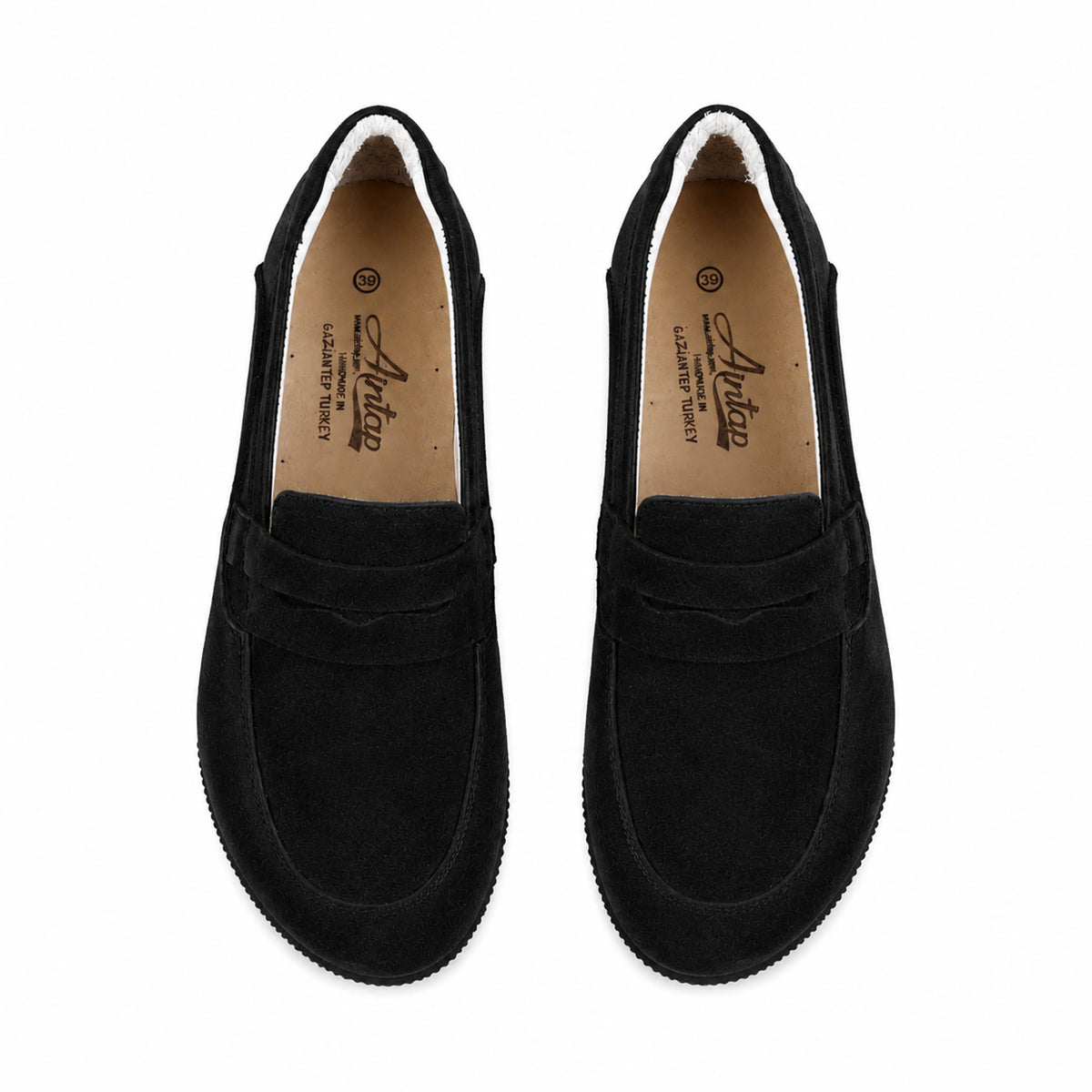 Suede Barefoot Penny Loafer Shoes – Rubber Sole – Black