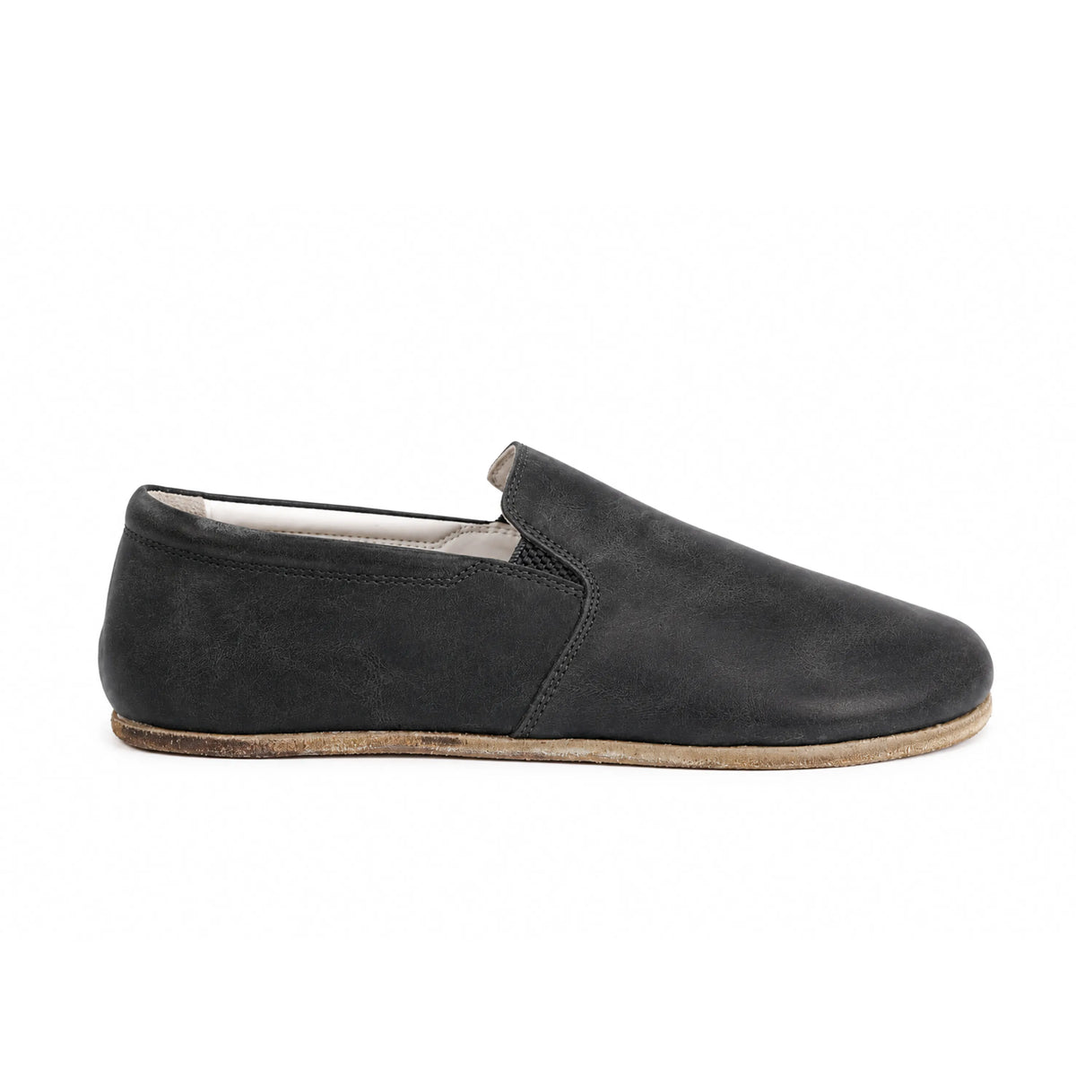 Crazy Barefoot Slip-On Shoes – Classic Sole — Leather Sole – Black
