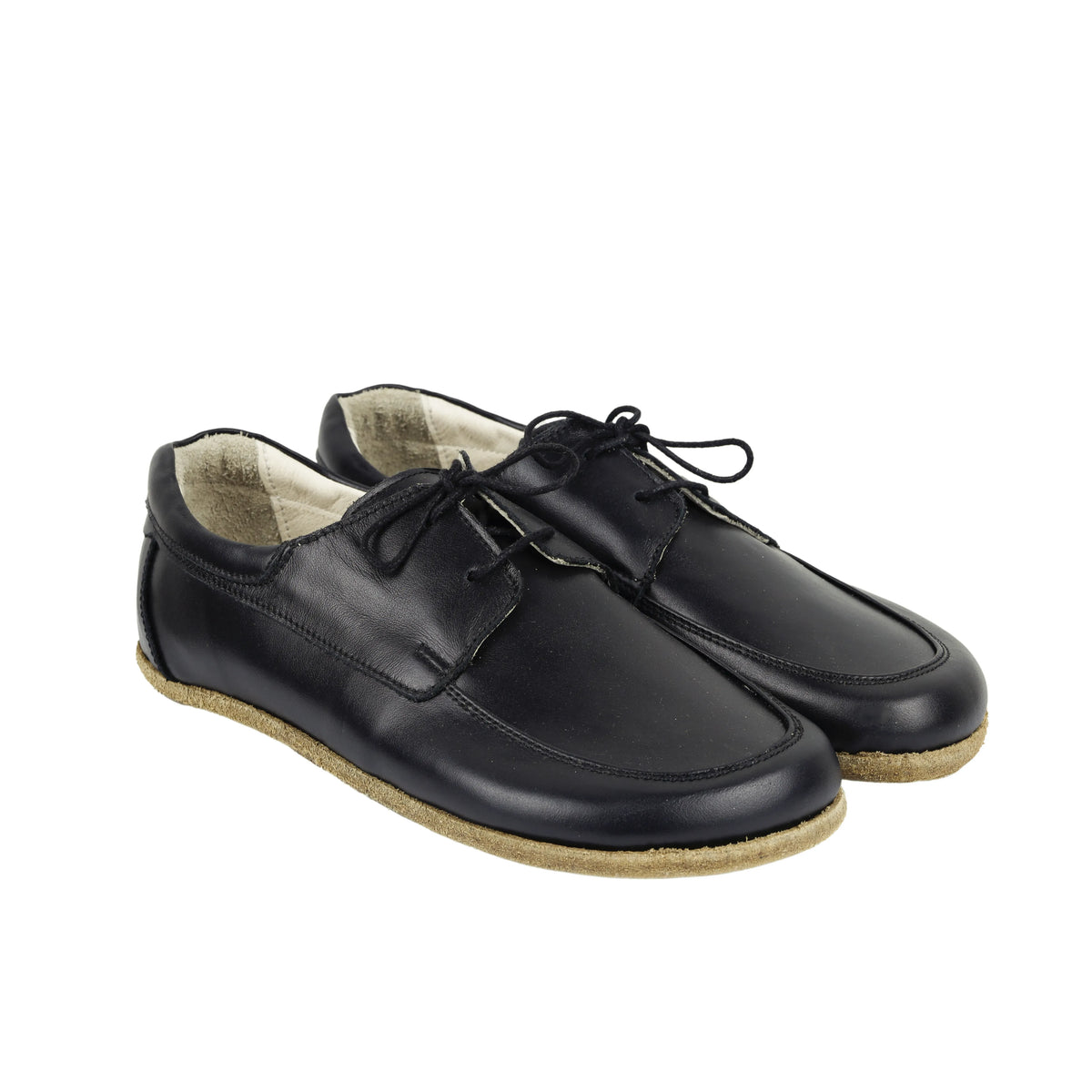 Smooth Barefoot Laces Penny Loafer Shoes – Classic Sole — Leather Sole – Black