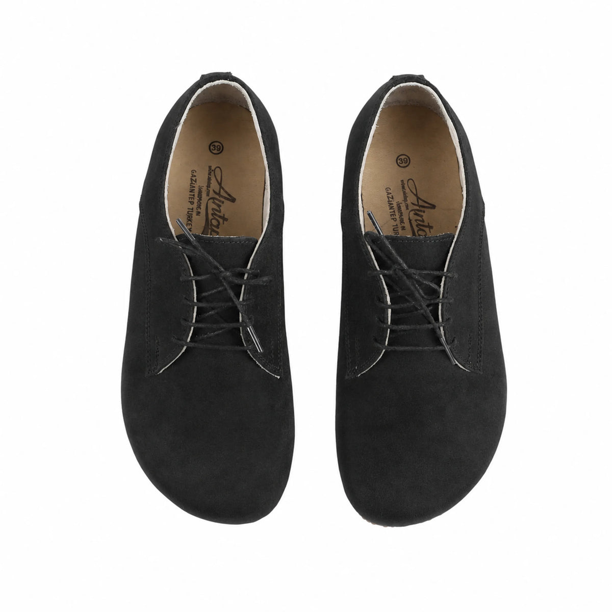 Suede Barefoot Oxford Shoes – Rubber Sole – Black