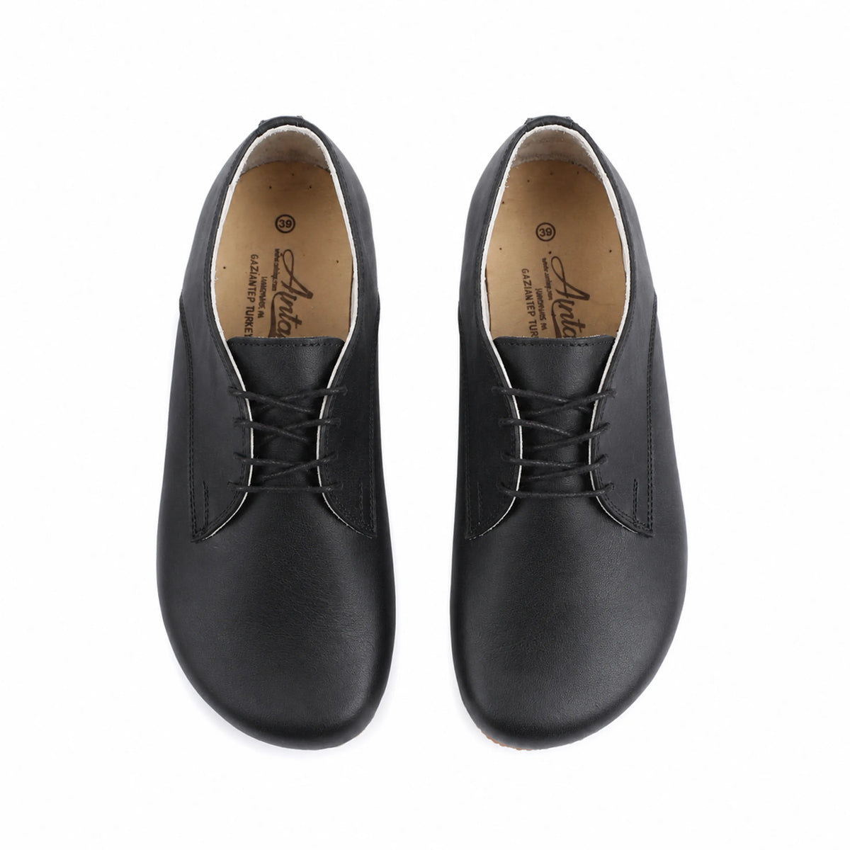 Smooth Barefoot Oxford Shoes — Leather Sole – Black