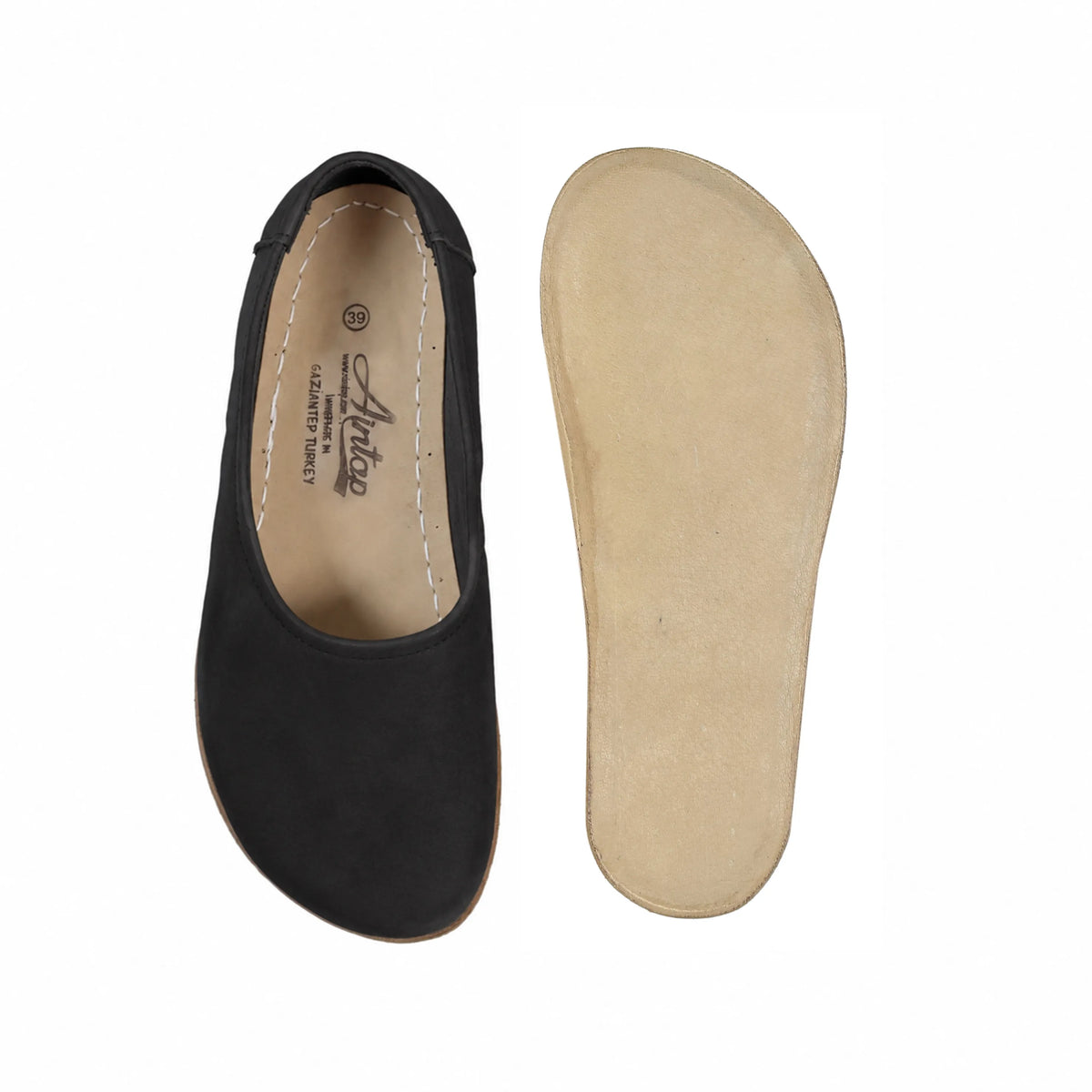 Nubuck Barefoot Ballet Shoes – Classic Sole — Leather Sole – Black