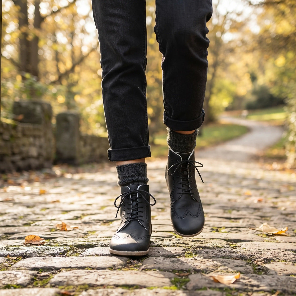 Crazy Barefoot Moccasin Boots Shoes – Classic Sole — Leather Sole – Black
