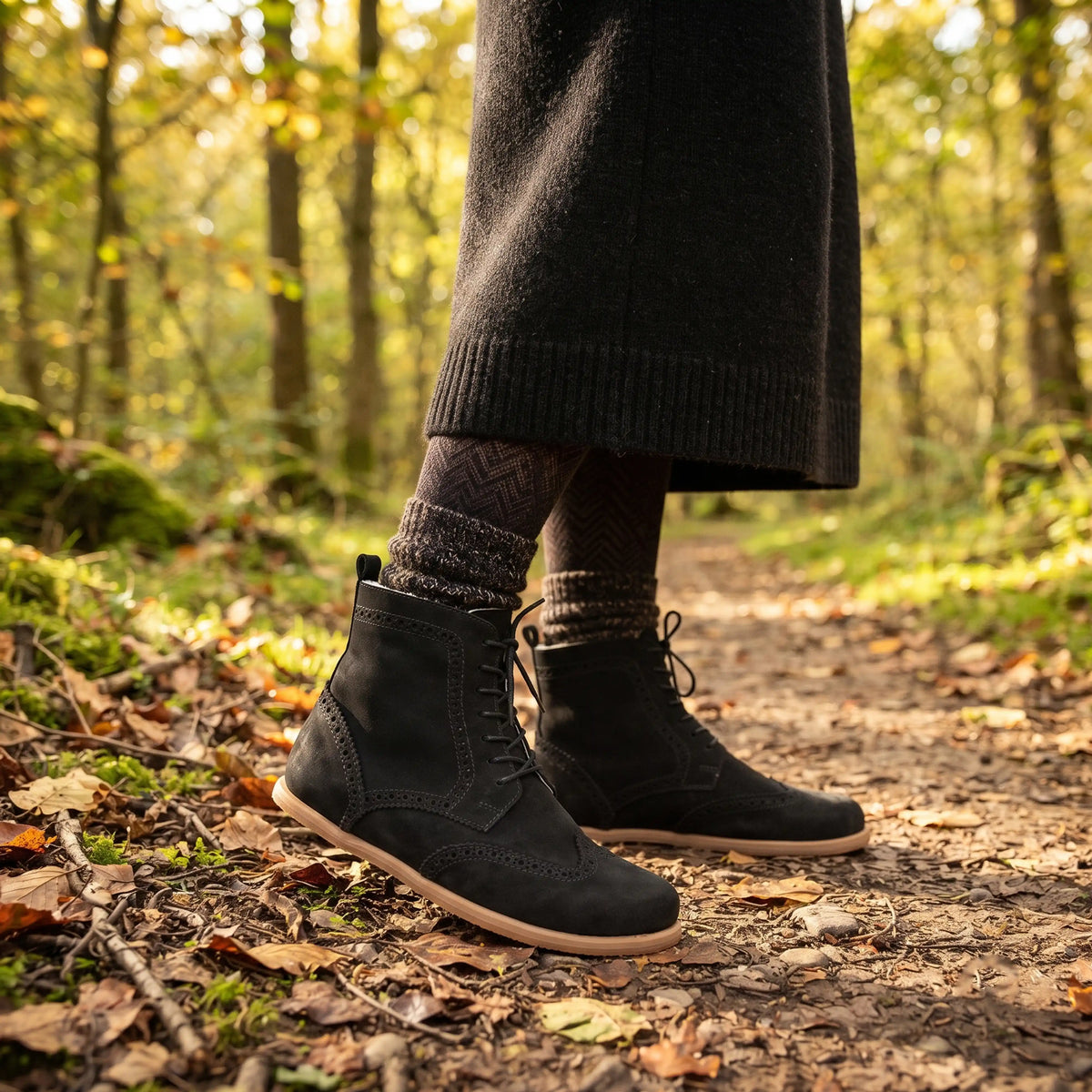 Nubuck Barefoot Moccasin Boots Shoes – Eva Outsole – Black