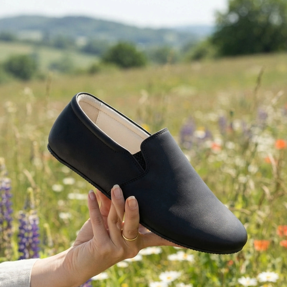 Smooth Barefoot Slip-On Shoes – Rubber Sole – Black