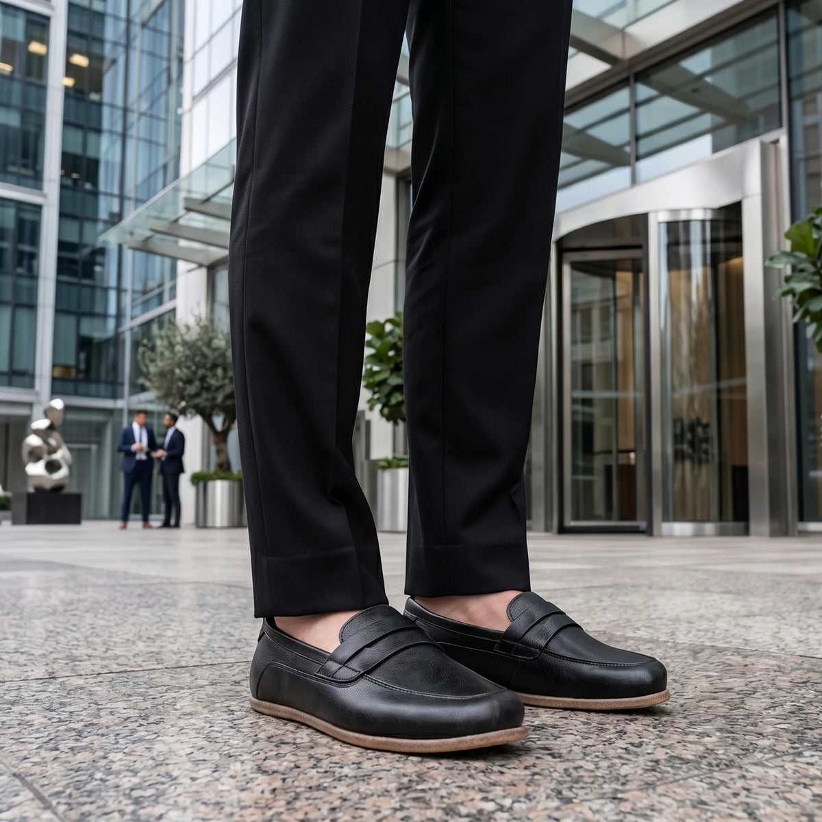 Crazy Barefoot Penny Loafer Shoes – Classic Sole — Leather Sole – Black