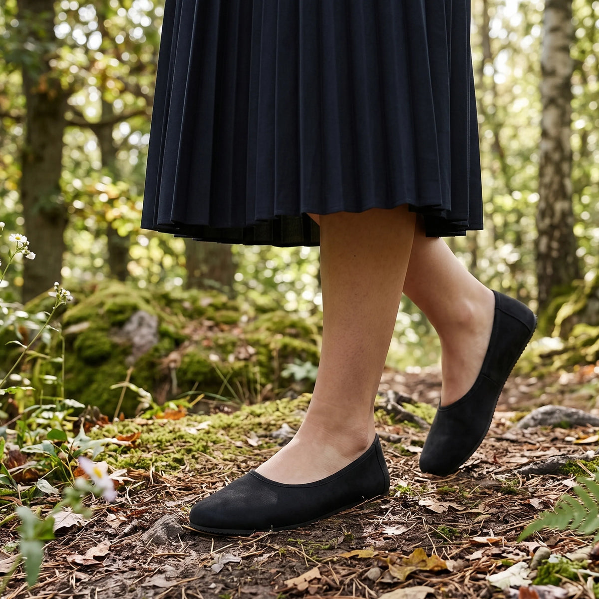 Nubuck Barefoot Ballet Shoes – Rubber Sole – Black