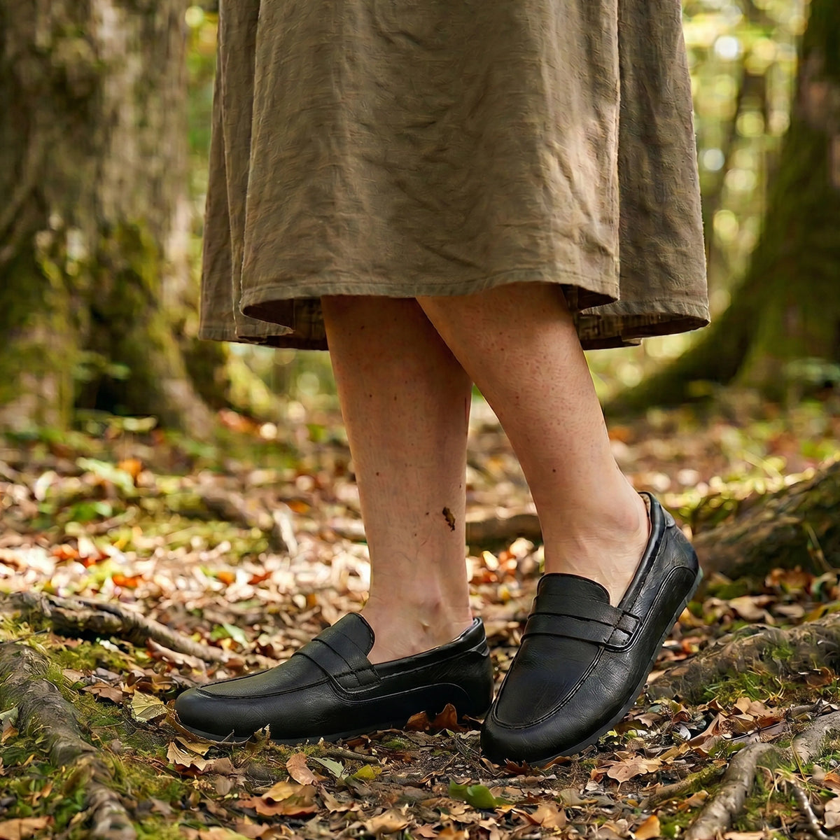 Smooth Barefoot Penny Loafer Shoes – Rubber Sole – Black