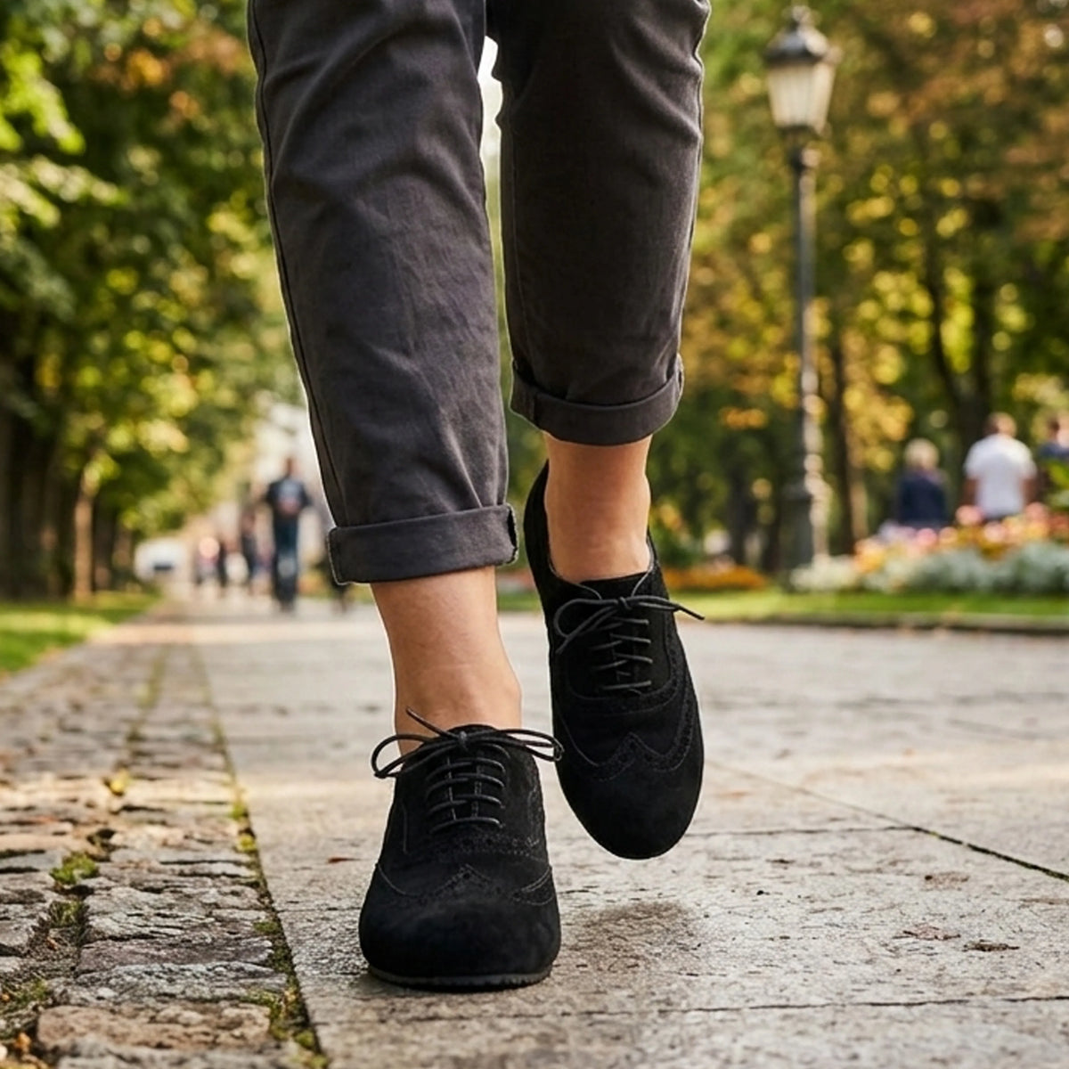 Suede Barefoot Moccasin Shoes – Rubber Sole – Black
