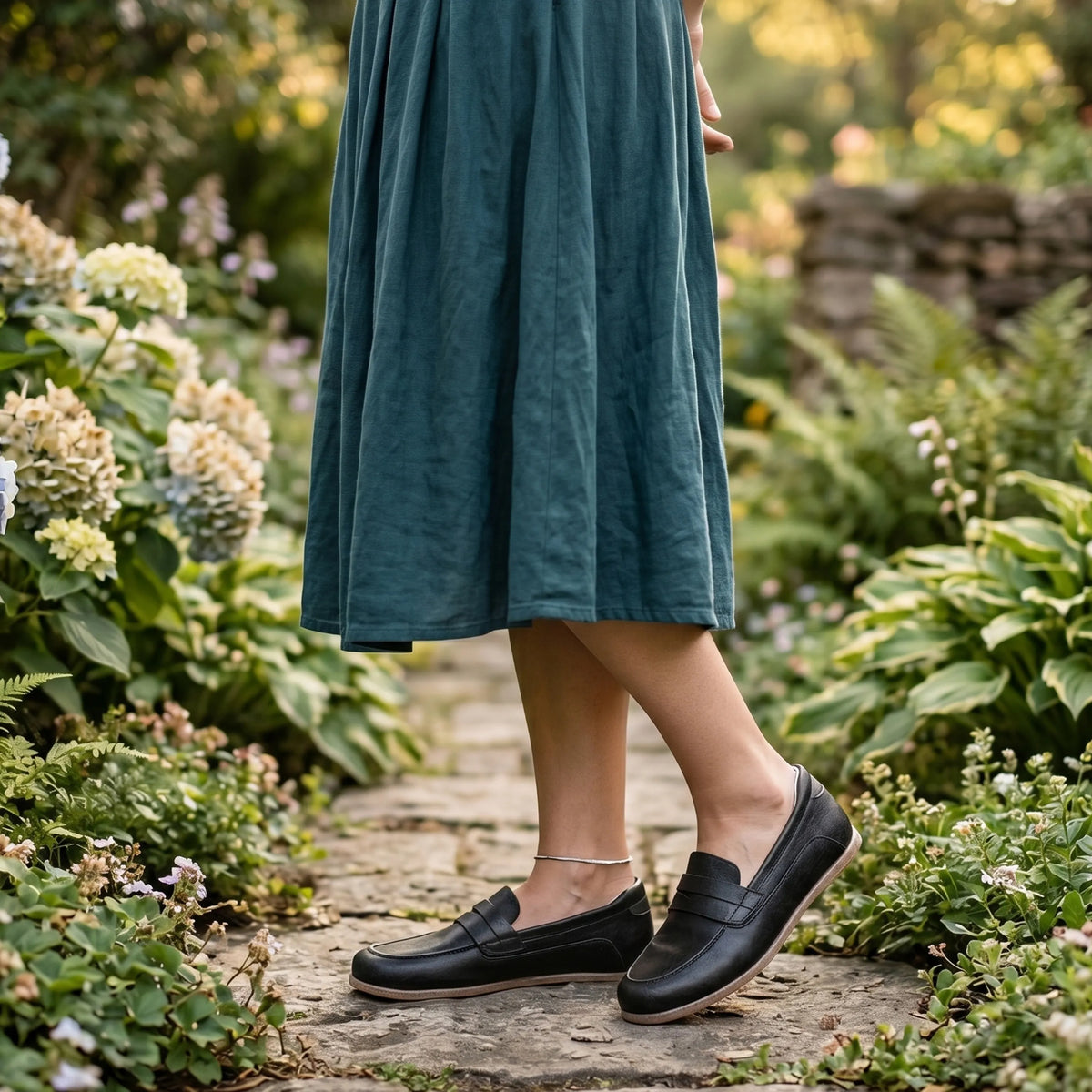 Crazy Barefoot Penny Loafer Shoes – Classic Sole — Leather Sole – Black