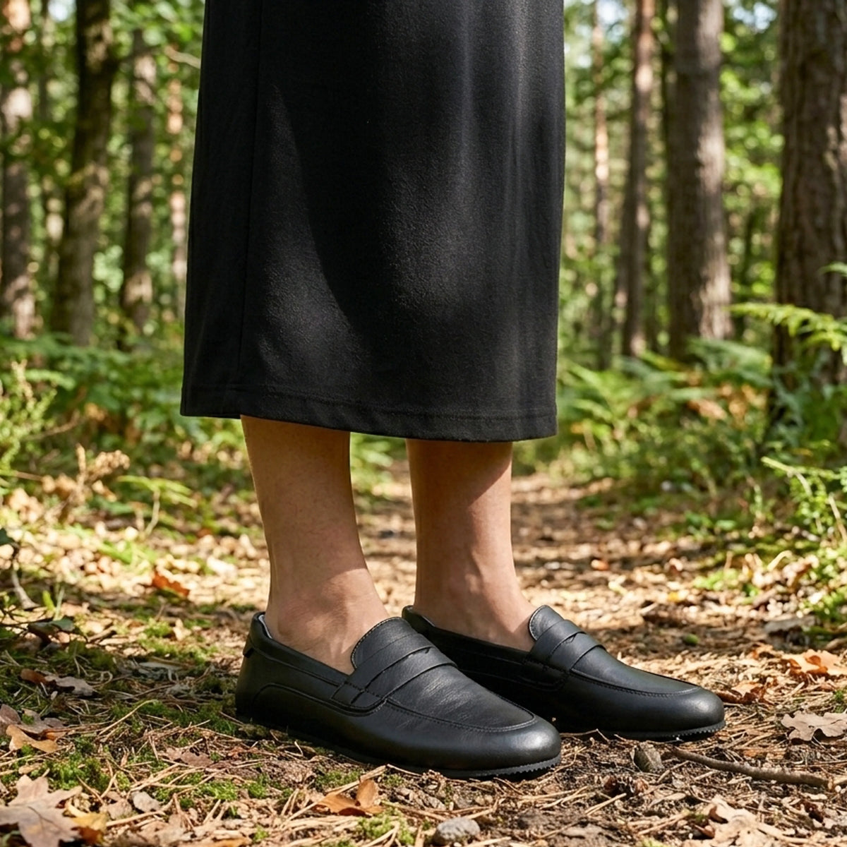 Crazy Barefoot Penny Loafer Shoes – Rubber Sole – Black