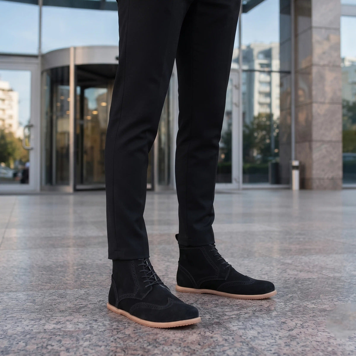 Suede Barefoot Moccasin Boots Shoes – Eva Outsole – Black