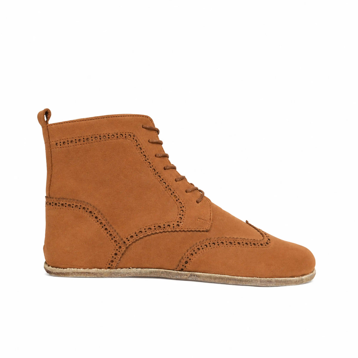 Nubuck Barefoot Moccasin Boots Shoes – Classic Sole — Leather Sole – Tan