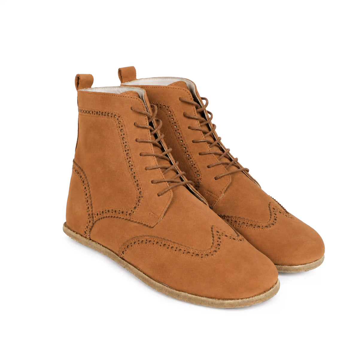 Nubuck Barefoot Moccasin Boots Shoes – Classic Sole — Leather Sole – Tan