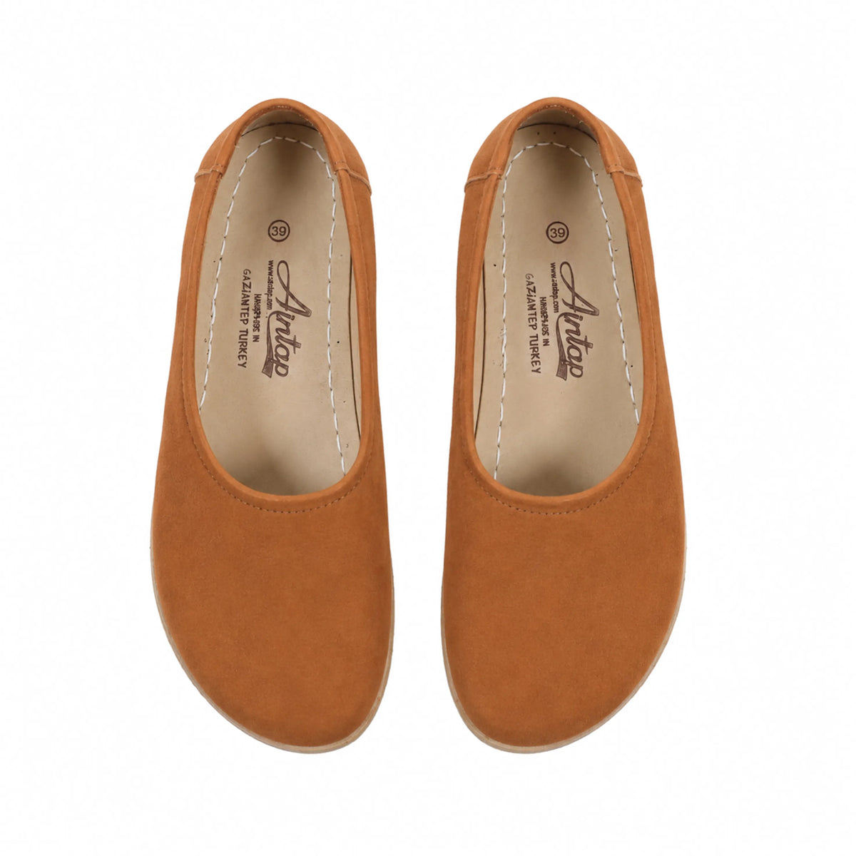 Nubuck Barefoot Ballet Shoes – Classic Sole — Leather Sole – Tan