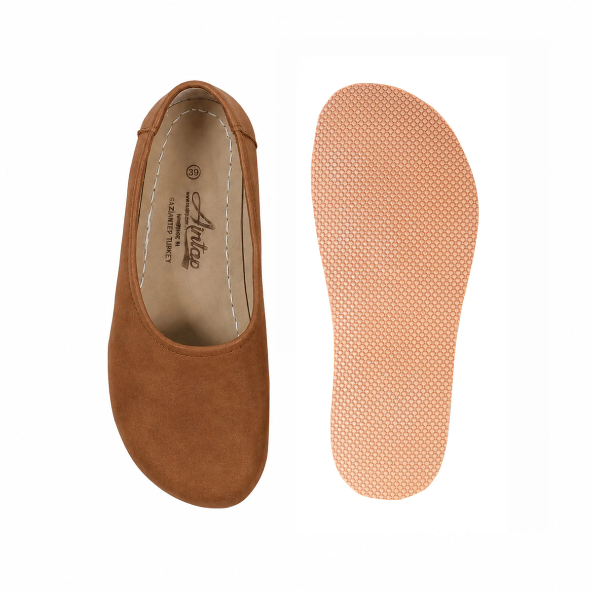 Nubuck Barefoot Ballet Shoes – Rubber Sole – Tan