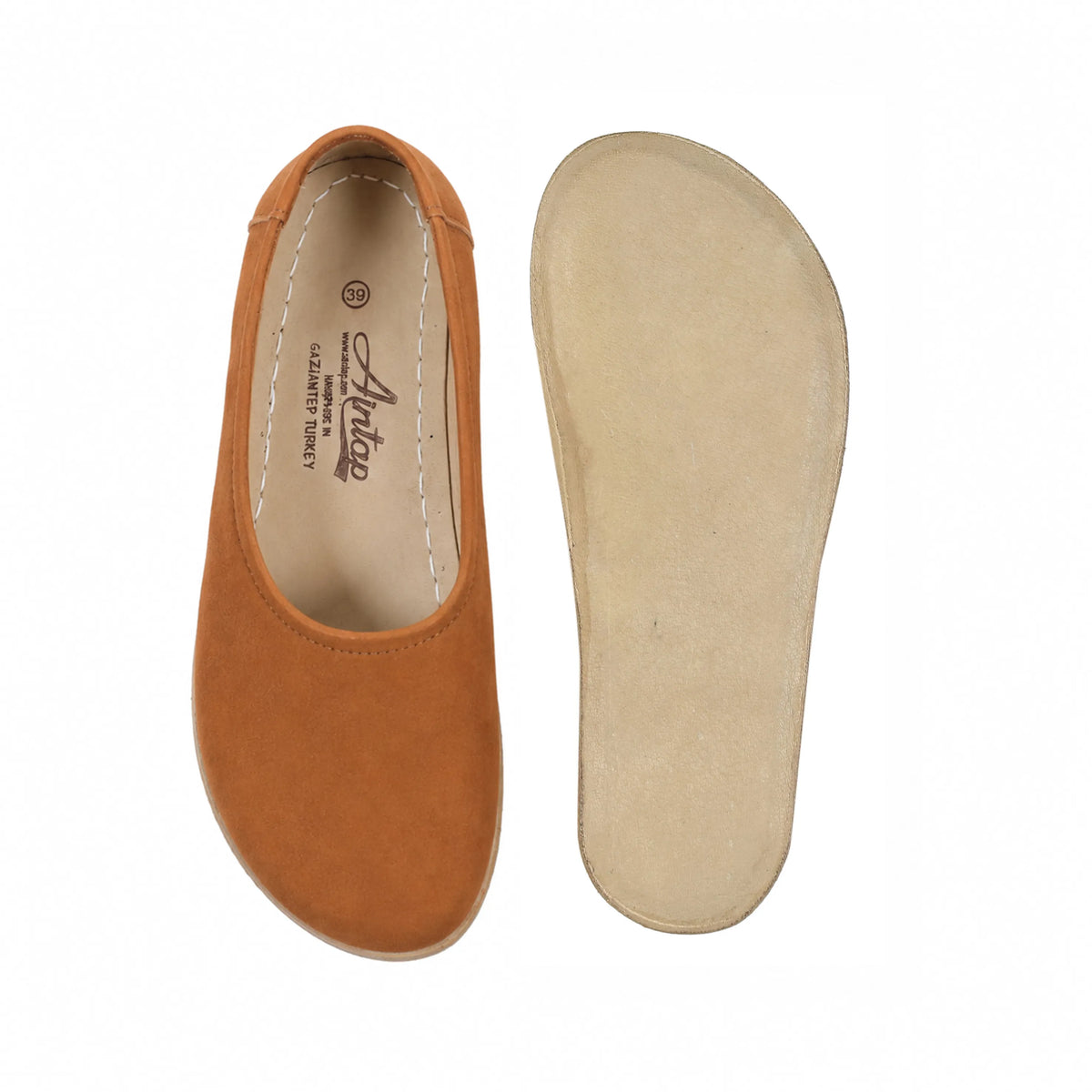 Nubuck Barefoot Ballet Shoes – Classic Sole — Leather Sole – Tan