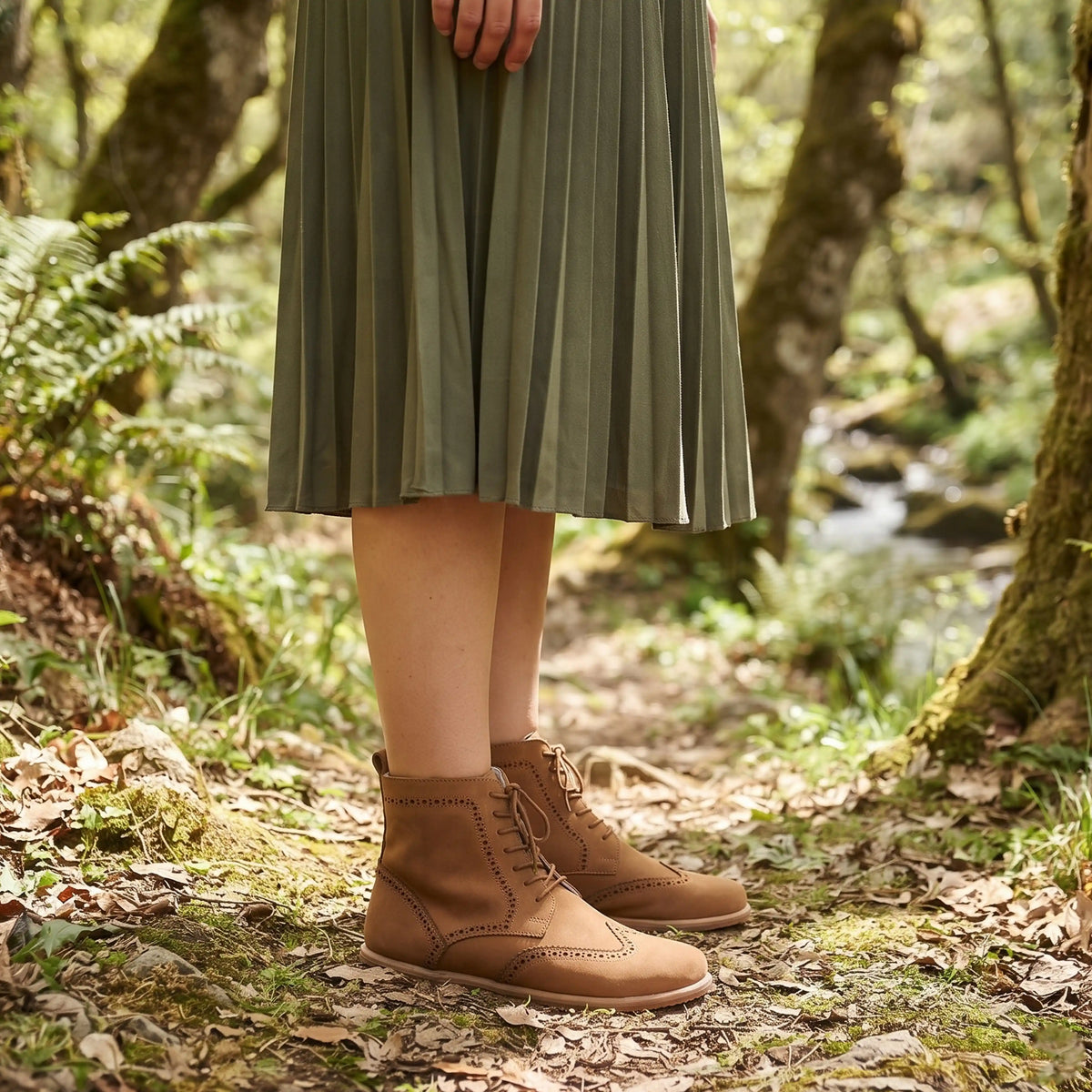 Nubuck Barefoot Moccasin Boots Shoes – Eva Outsole – Tan