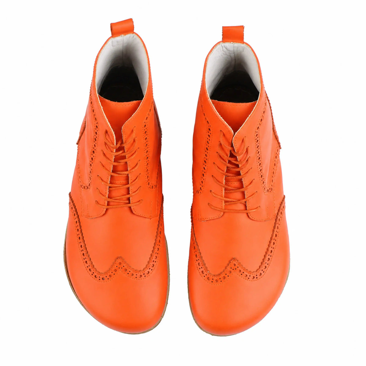 Smooth Barefoot Moccasin Boots Shoes – Classic Sole — Leather Sole – Orange