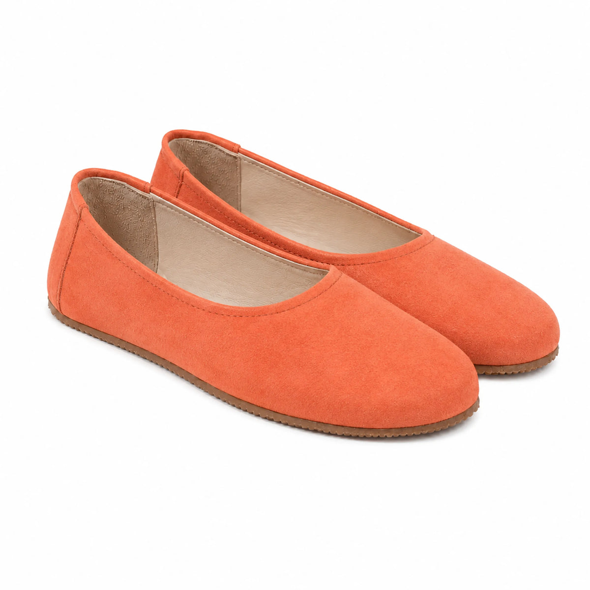Suede Barefoot Ballet Shoes – Rubber Sole – Orange