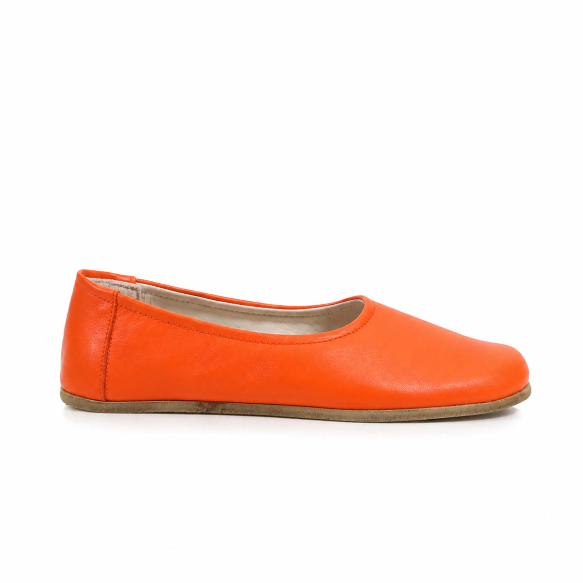 Smooth Barefoot Ballet Shoes – Classic Sole — Leather Sole – Orange