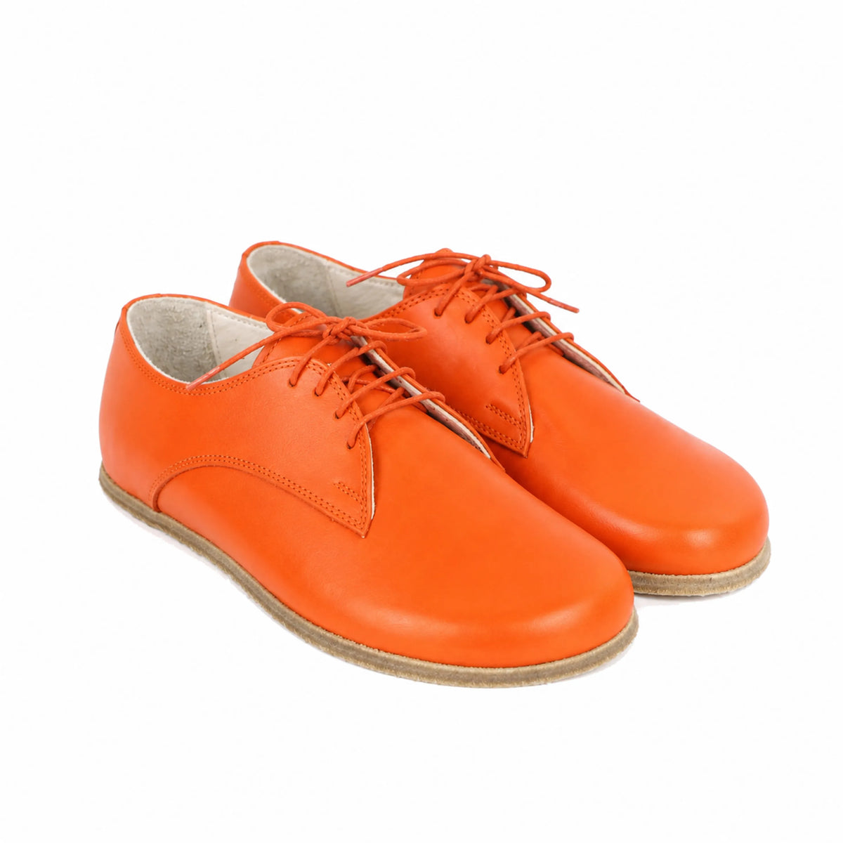Smooth Barefoot Oxford Shoes — Leather Sole – Orange