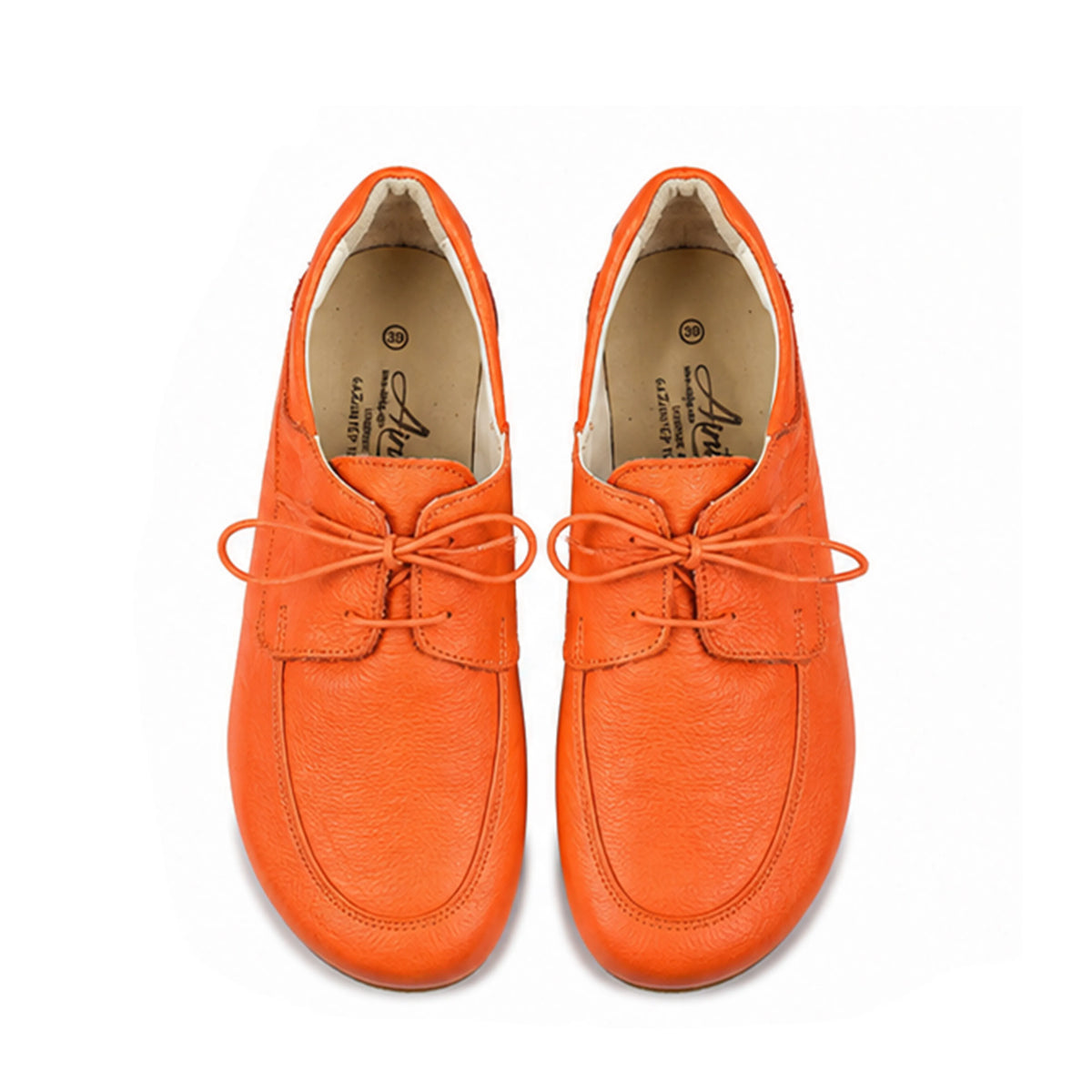 Smooth Barefoot Laces Penny Loafer Shoes – Rubber Sole – Orange