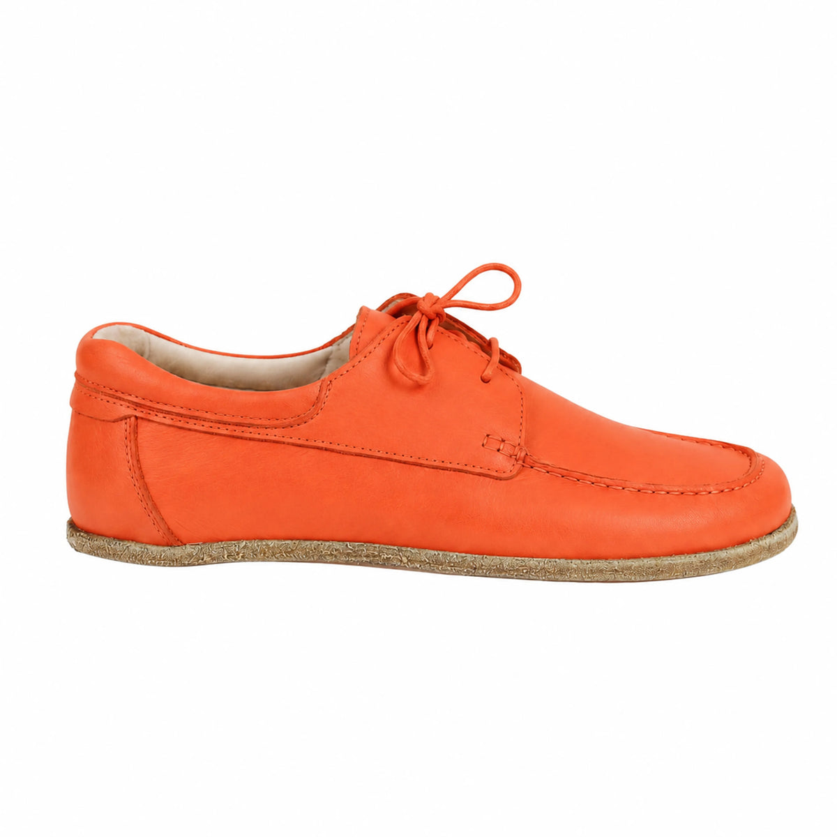 Smooth Barefoot Laces Penny Loafer Shoes – Classic Sole — Leather Sole – Orange
