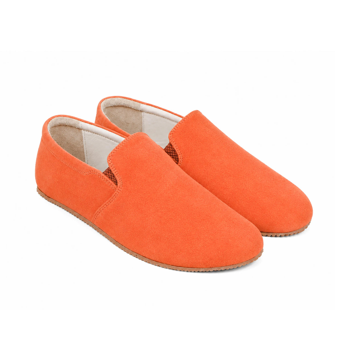 Suede Barefoot Slip-On Shoes – Rubber Sole – Orange