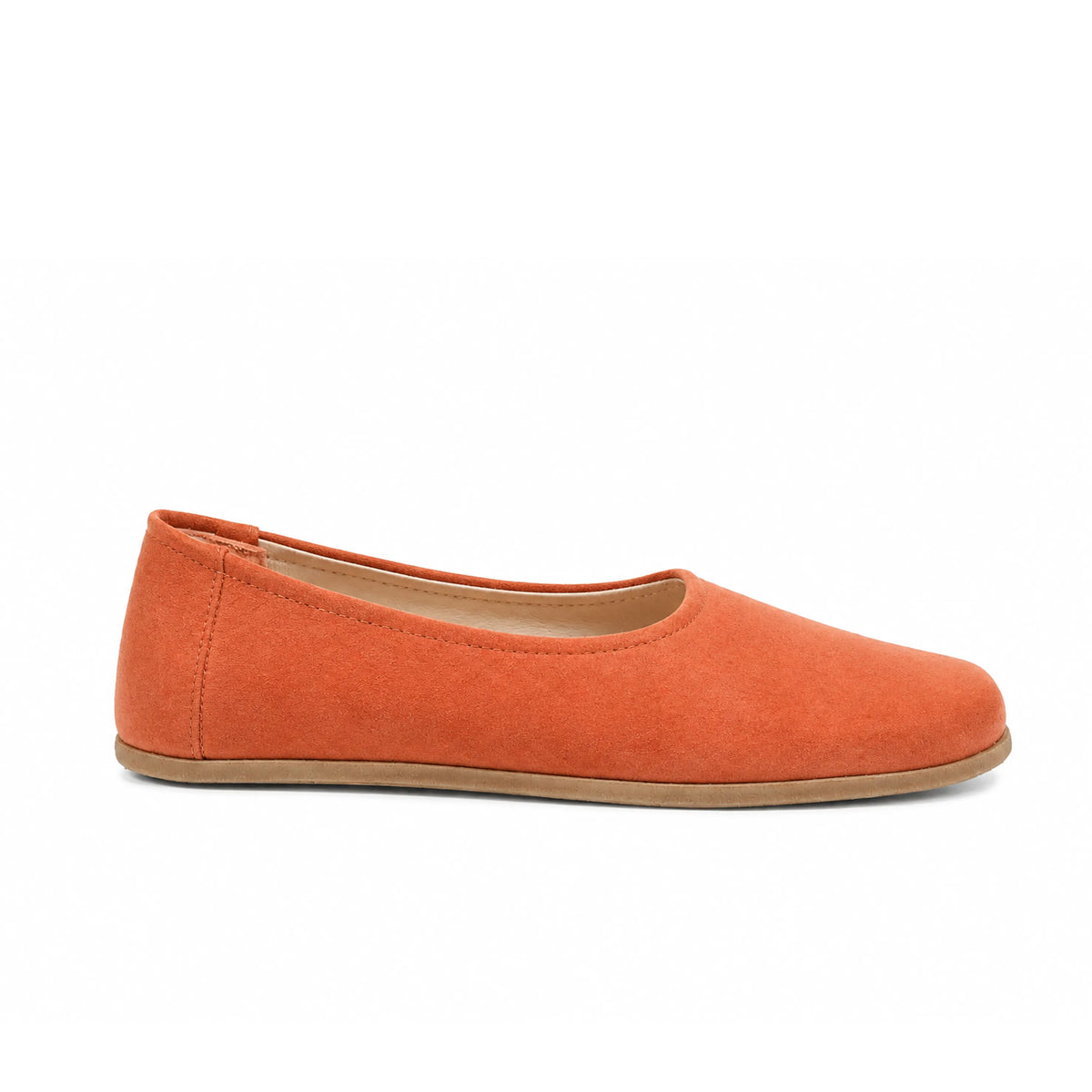 Suede Barefoot Ballet Shoes – Classic Sole — Leather Sole – Orange