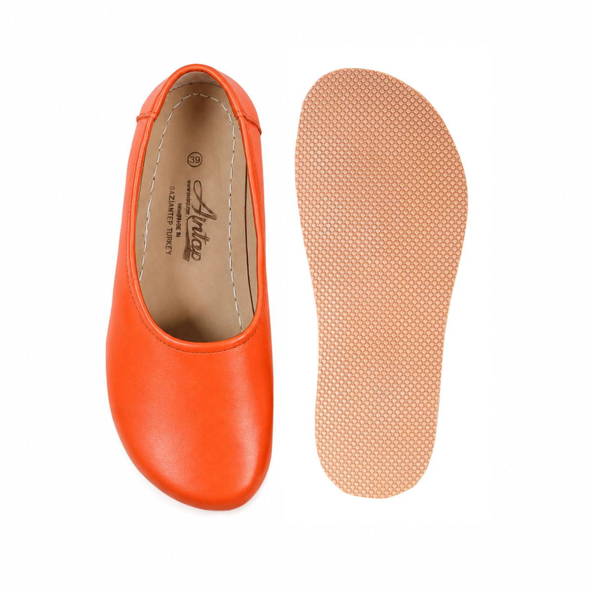 Smooth Barefoot Ballet Shoes – Rubber Sole – Orange