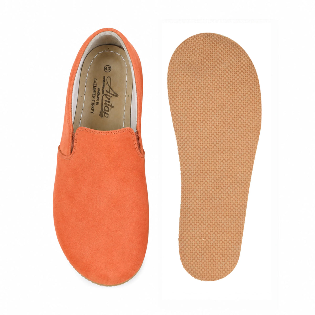 Suede Barefoot Slip-On Shoes – Rubber Sole – Orange
