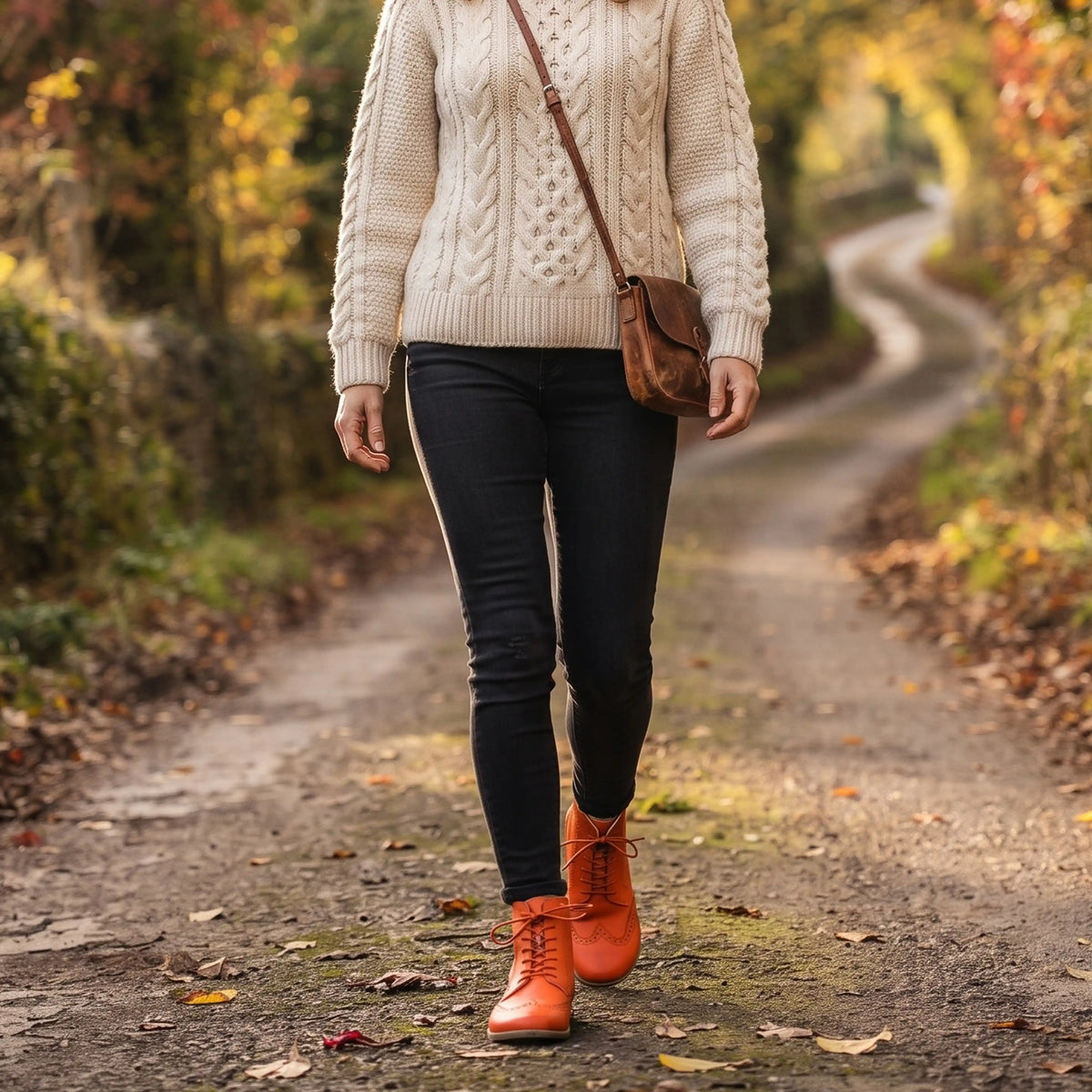 Smooth Barefoot Moccasin Boots Shoes – Classic Sole — Leather Sole – Orange