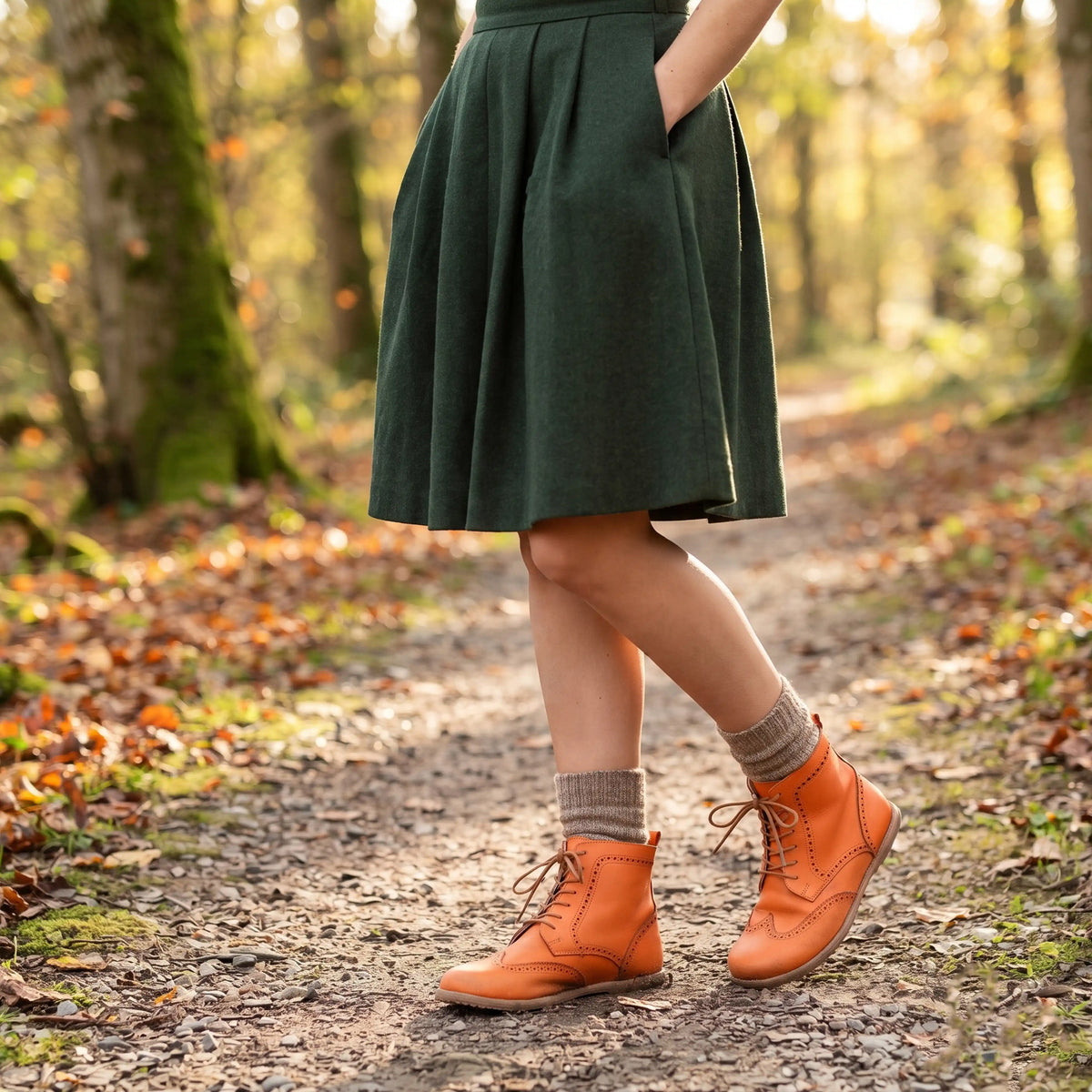 Smooth Barefoot Moccasin Boots Shoes – Eva Outsole – Orange