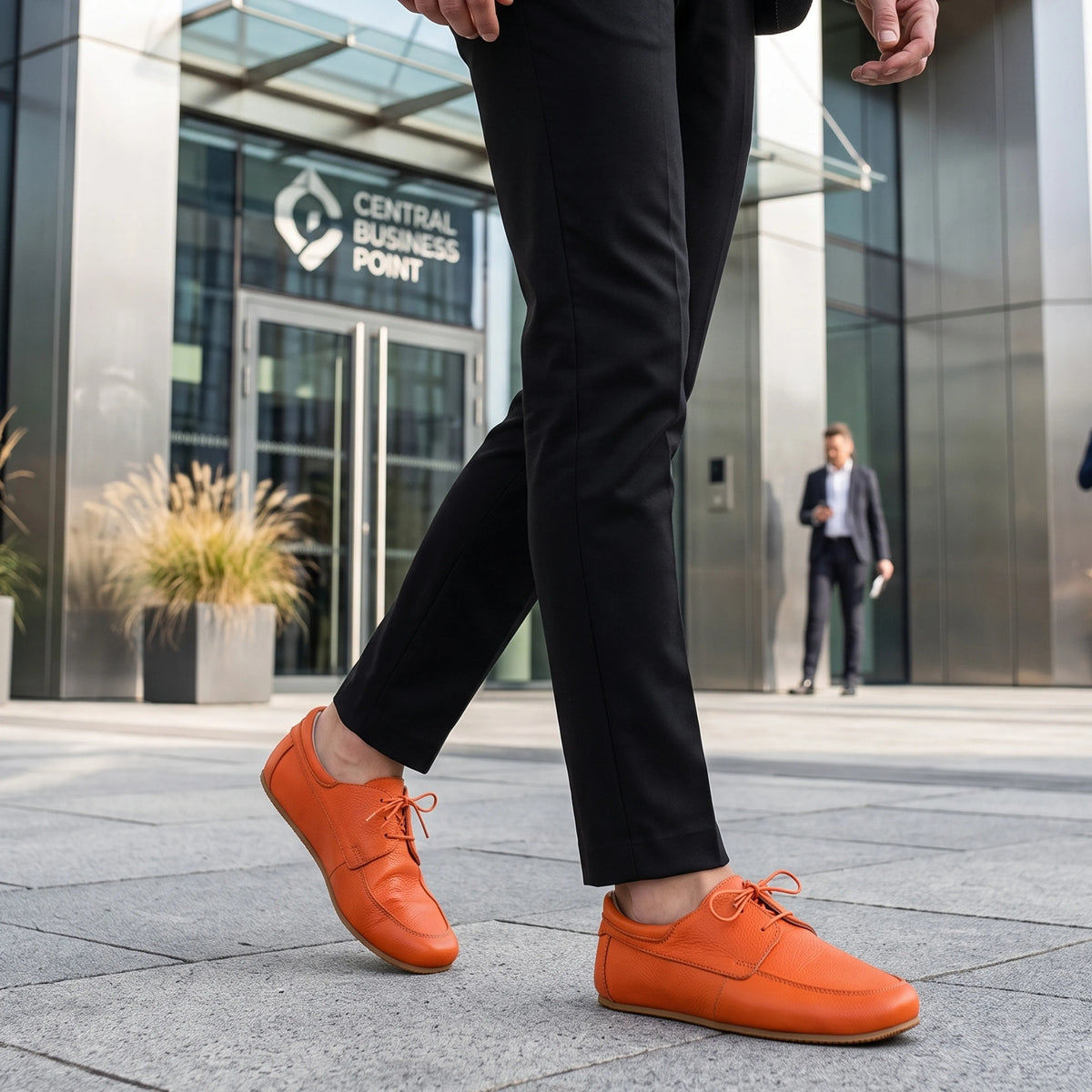 Smooth Barefoot Laces Penny Loafer Shoes – Rubber Sole – Orange