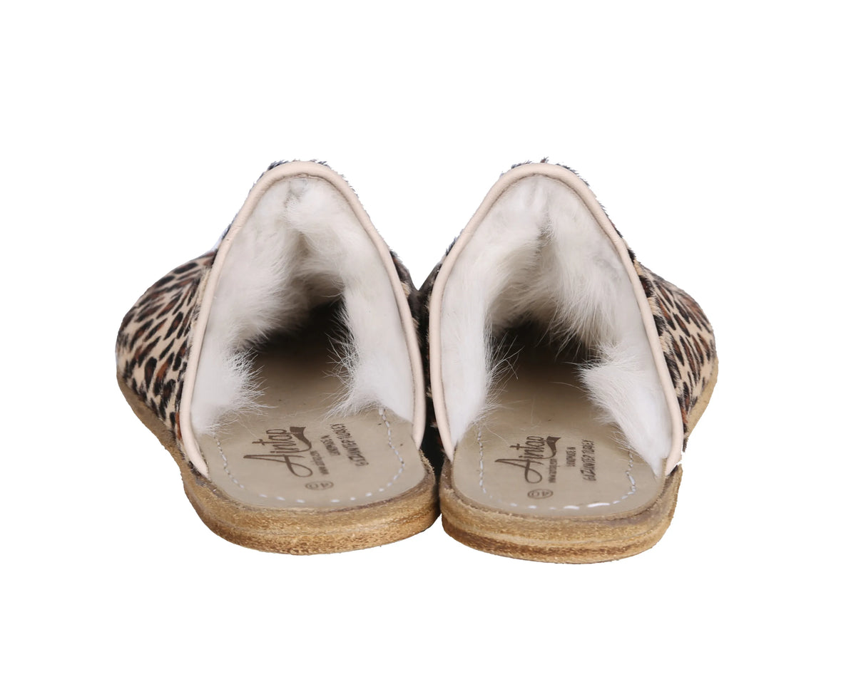 Hair Barefoot Shearling Sandals Shoes – Classic Sole — Leather Sole – Leopard